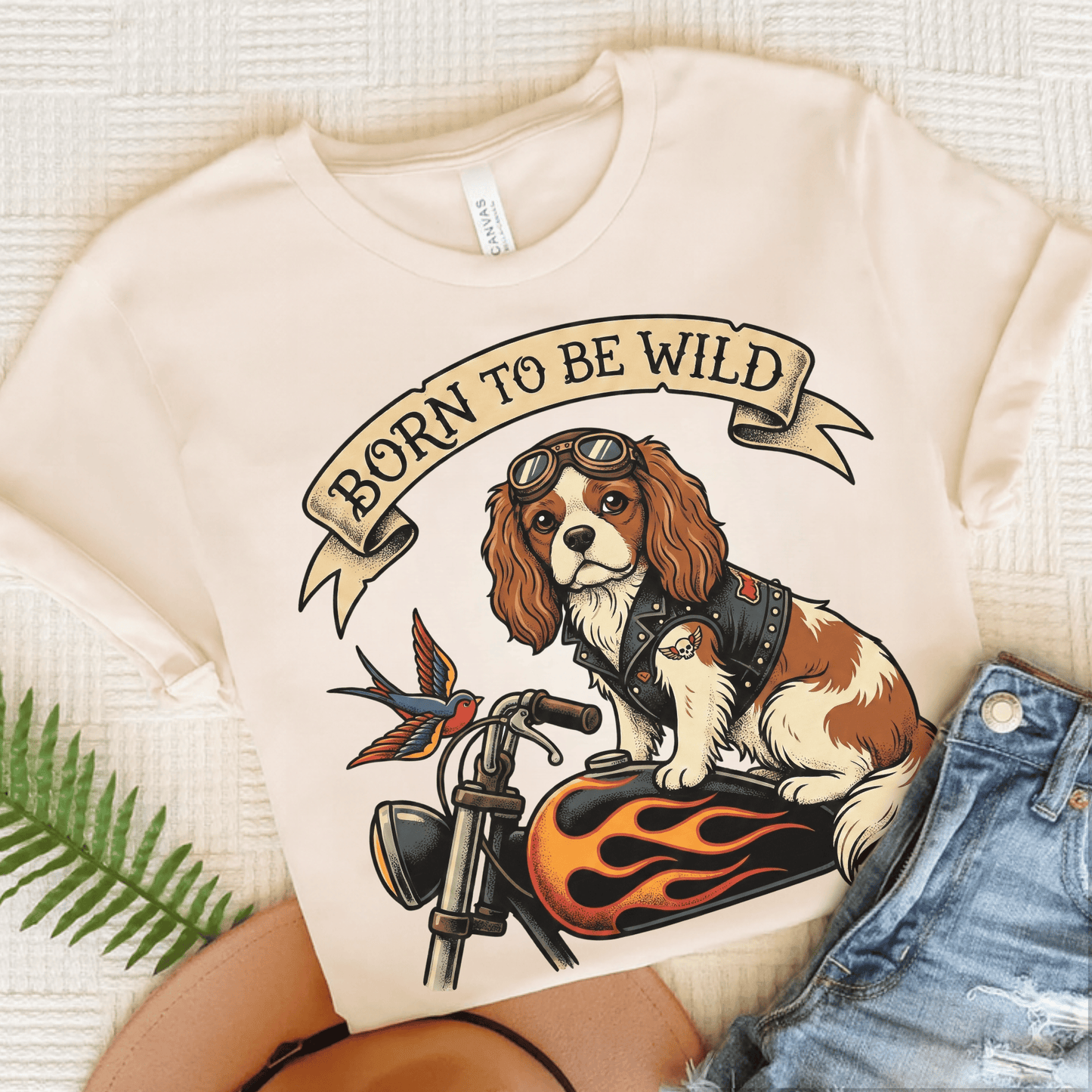 Personalized Cavalier Motorcycle Unisex TShirt Natural