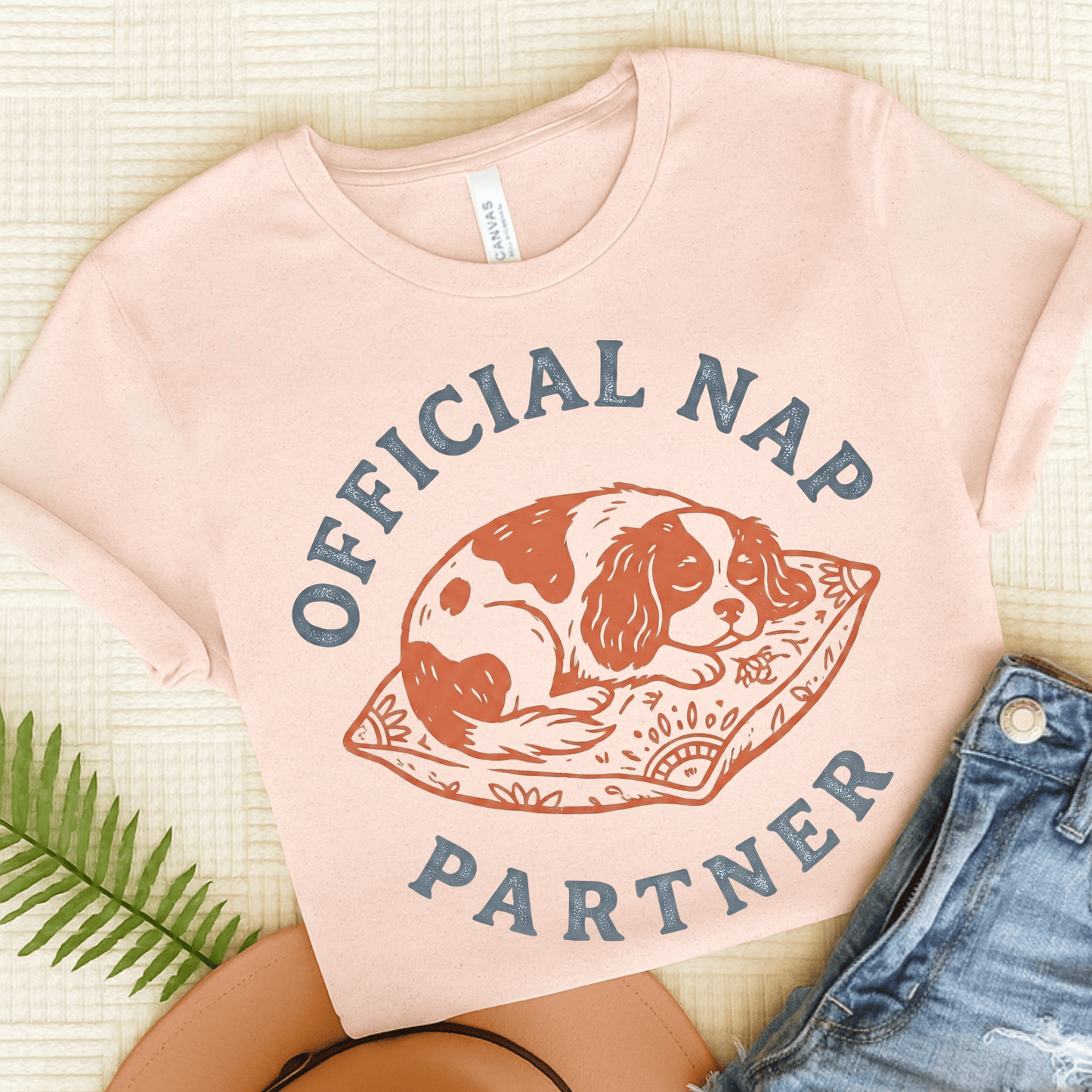 Personalized Cavalier Nap Partner Unisex TShirt Soft Pink