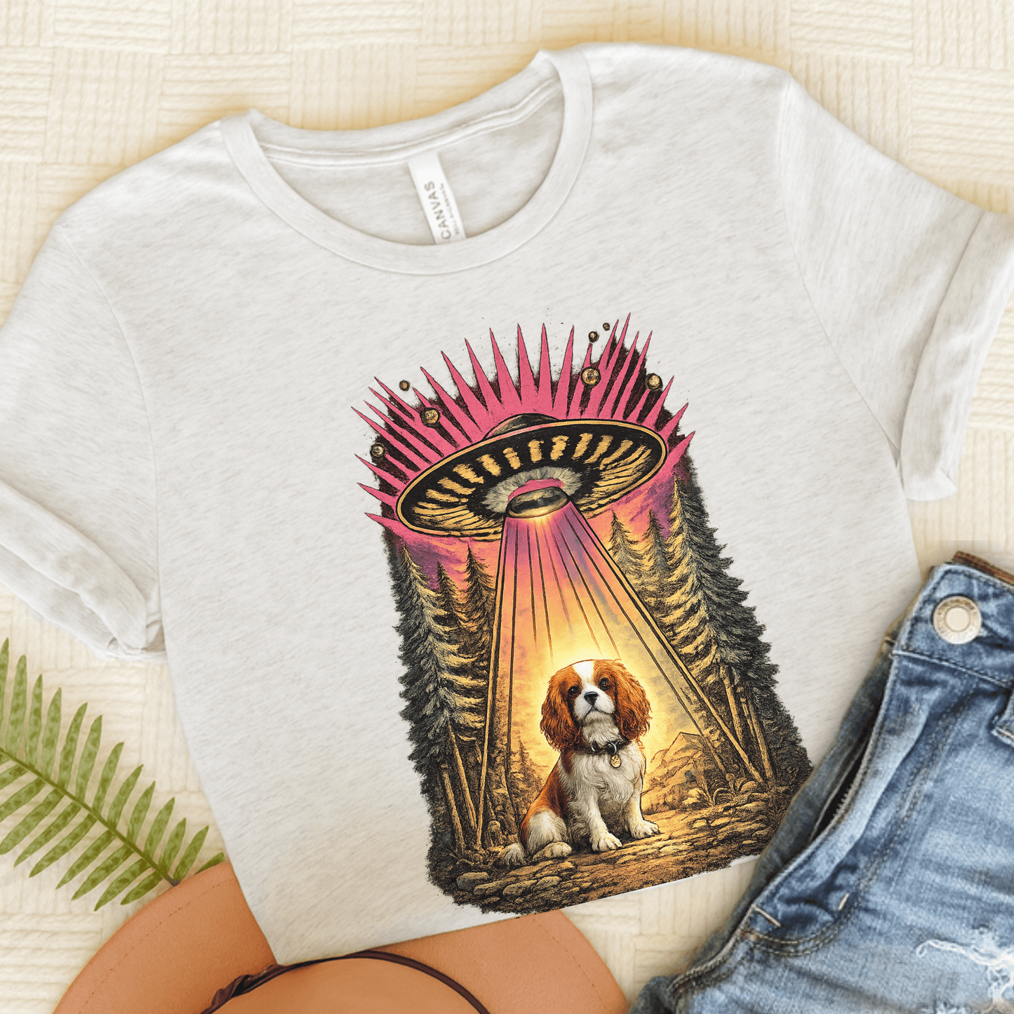 Personalized Cavalier Neon Aliens Unisex TShirt Ash