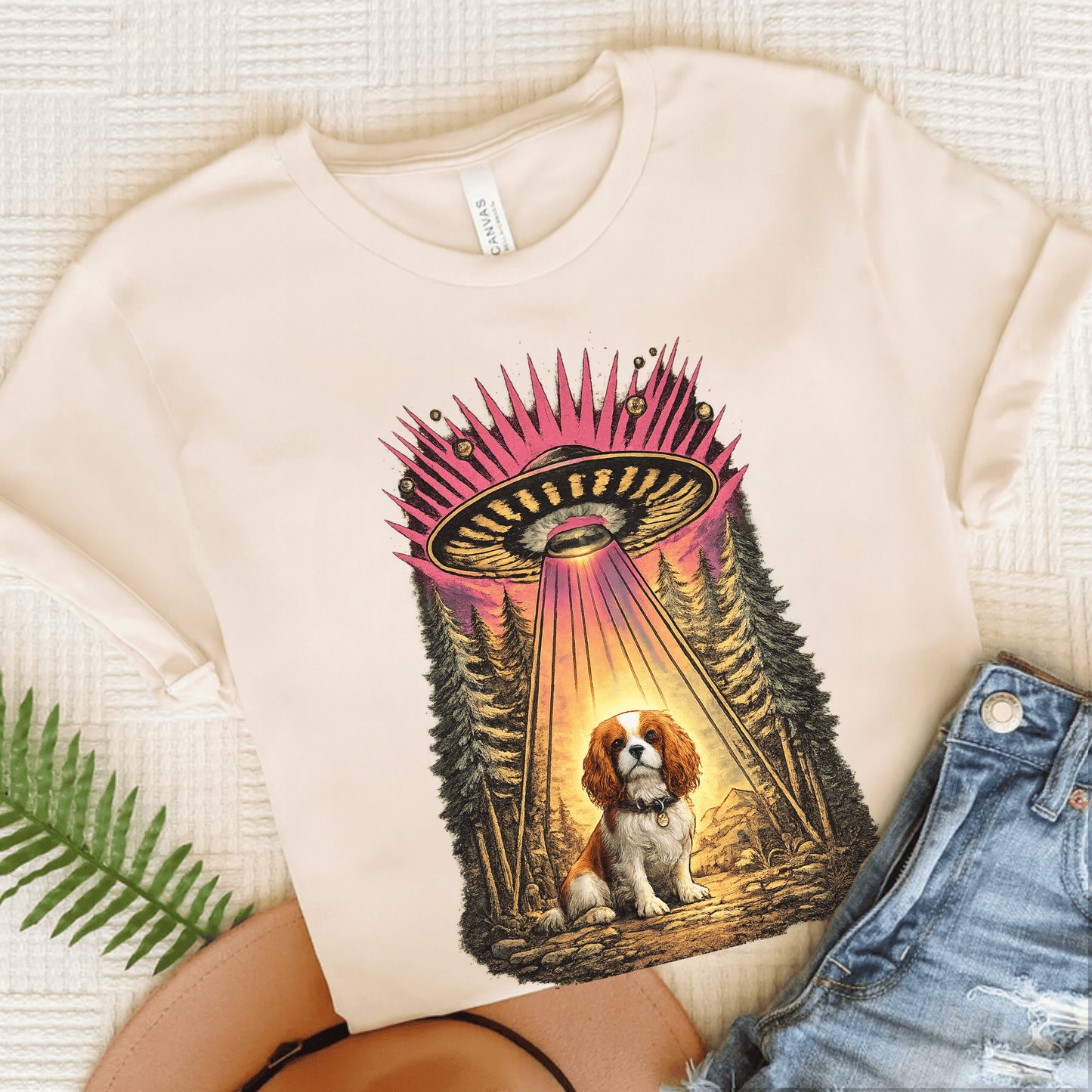 Personalized Cavalier Neon Aliens Unisex TShirt Natural