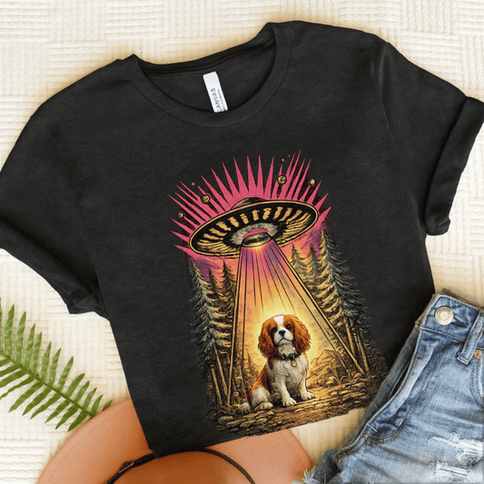 Personalized Cavalier Neon Aliens Unisex TShirt Dark Grey Heather