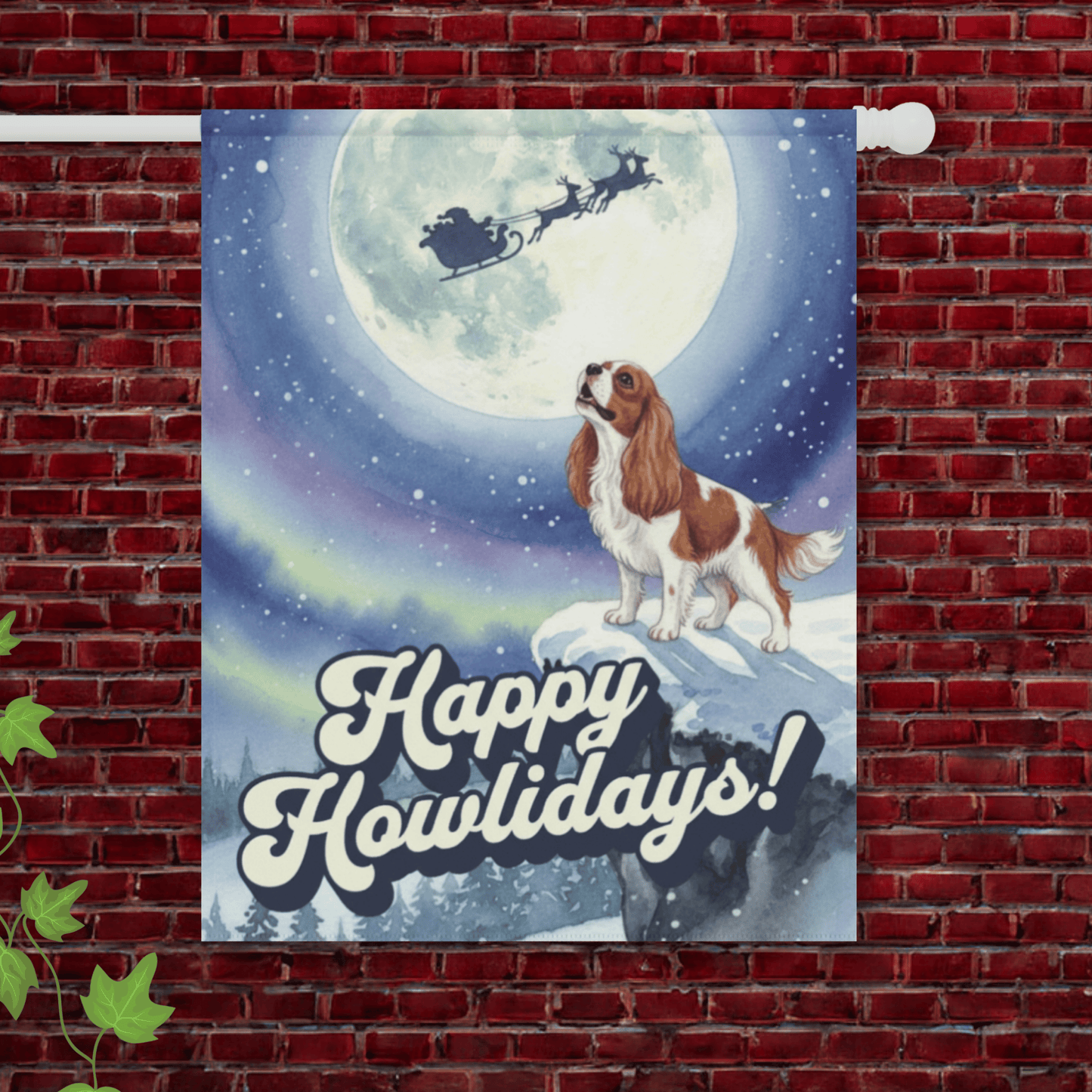 Personalized Cavalier Howlidays Garden Yard Flag 24.5'' × 32''