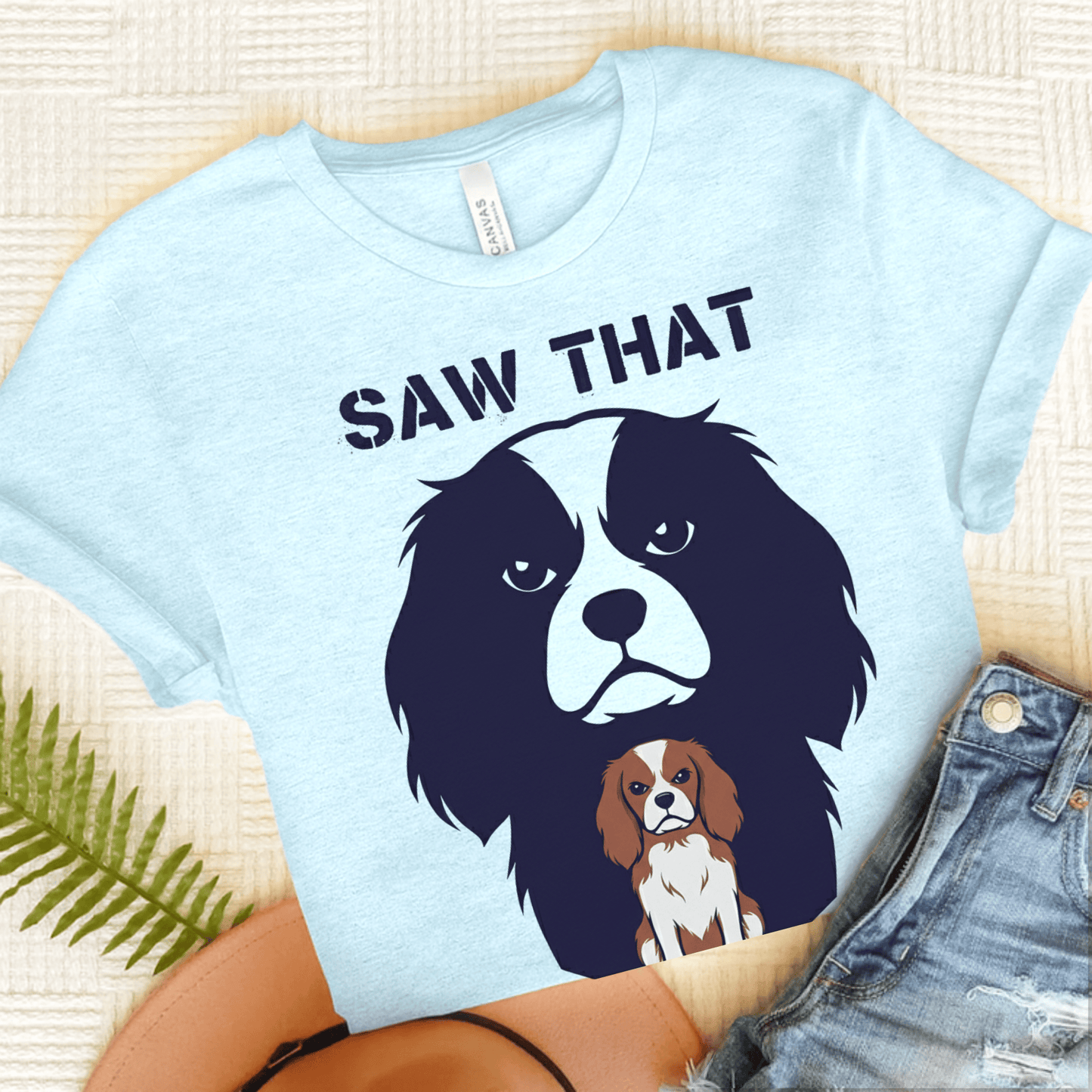 Personalized Cavalier Noir Saw That Unisex Tshirt Heather Ice Blue