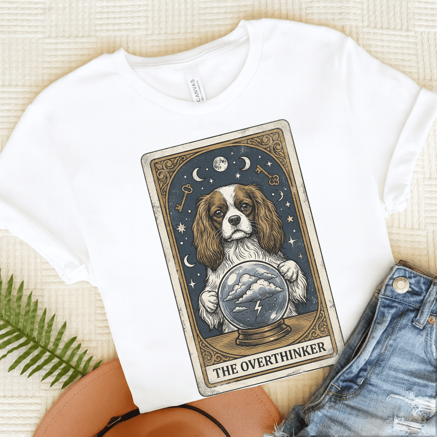 Personalized Cavalier Overthinker Tarot Unisex Tshirt White