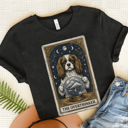 Personalized Cavalier Overthinker Tarot Unisex Tshirt Dark Grey Heather