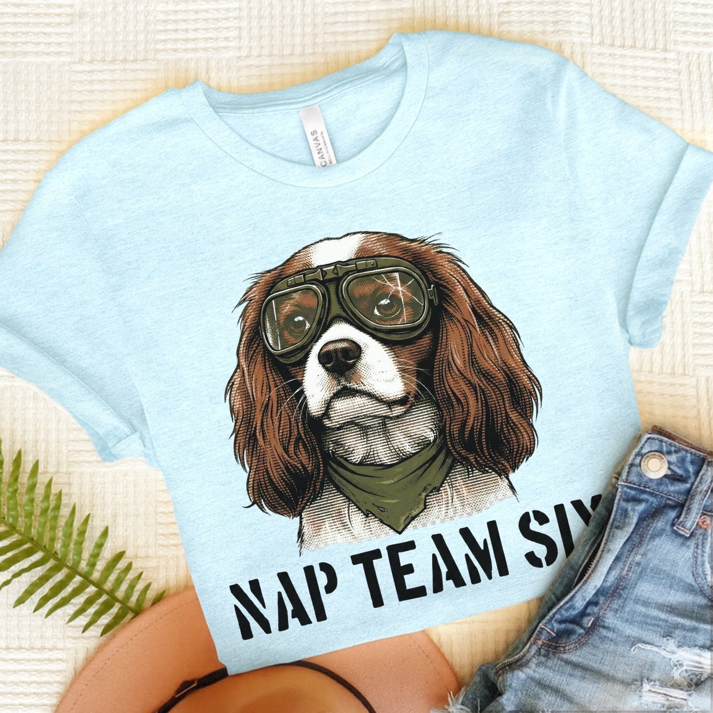 Personalized Cavalier Pajama Unisex Tshirt Heather Ice Blue