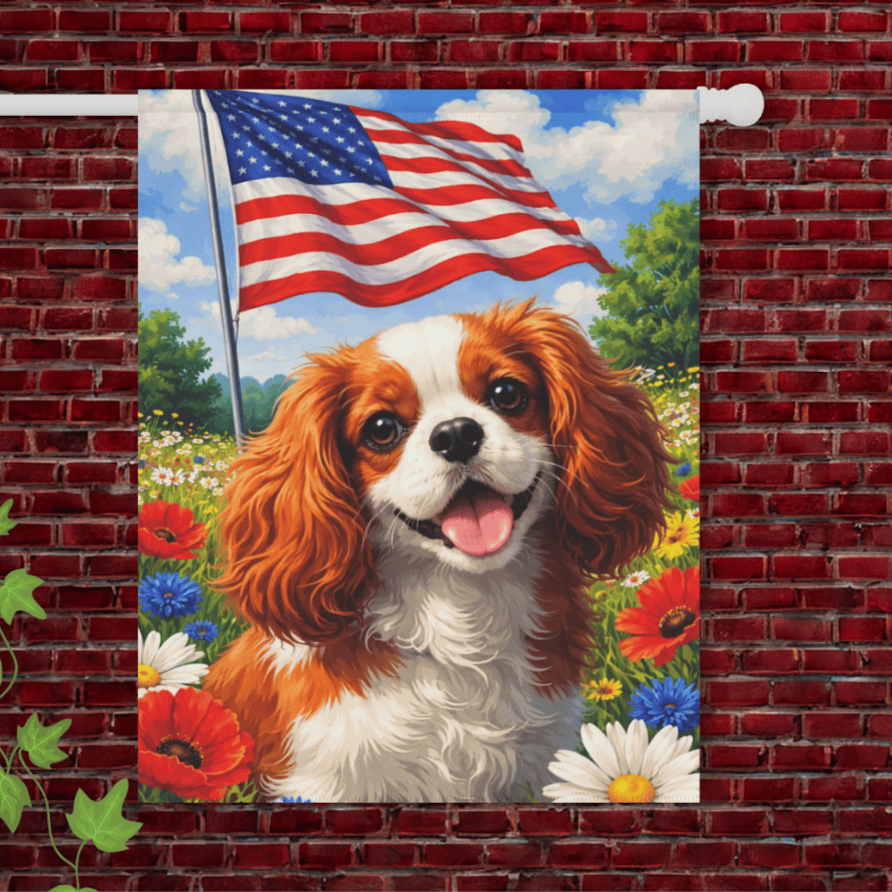 Personalized Cavalier Patriotic USA Garden Flag 24.5'' × 32''
