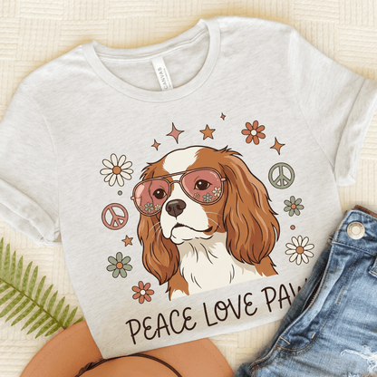 Personalized Cavalier Peace Paws Unisex Tshirt Ash