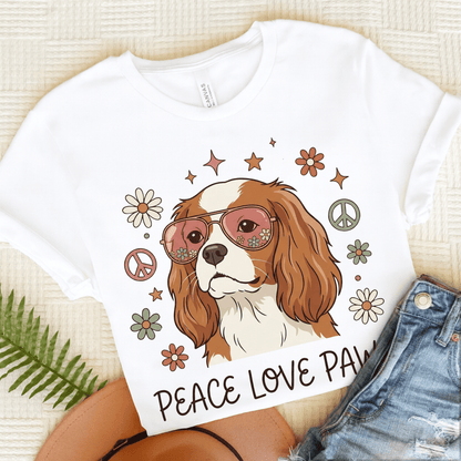 Personalized Cavalier Peace Paws Unisex Tshirt White