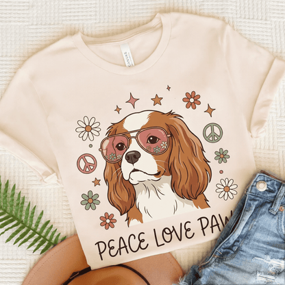 Personalized Cavalier Peace Paws Unisex Tshirt Natural