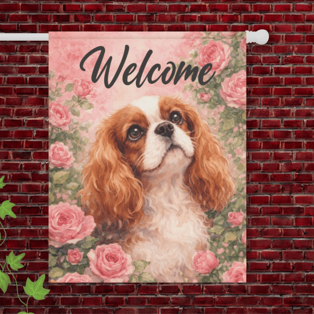 Personalized Cavalier Pink Rose Garden Yard Flag 24.5'' × 32''