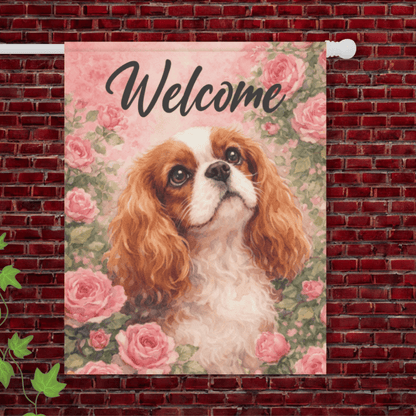 Personalized Cavalier Pink Rose Garden Yard Flag 24.5'' × 32''
