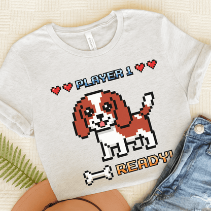 Personalized Cavalier Player One Ready Unisex TShirt Ash