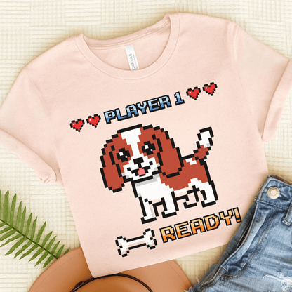 Personalized Cavalier Player One Ready Unisex TShirt Soft Pink