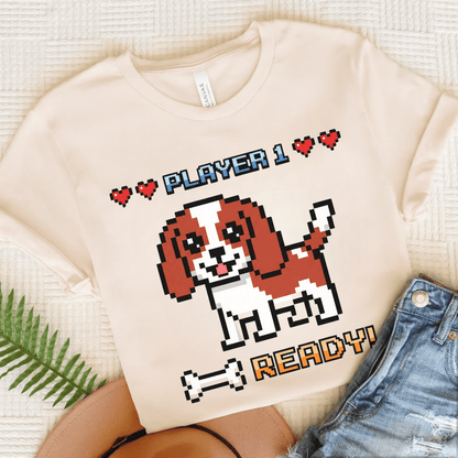 Personalized Cavalier Player One Ready Unisex TShirt Natural