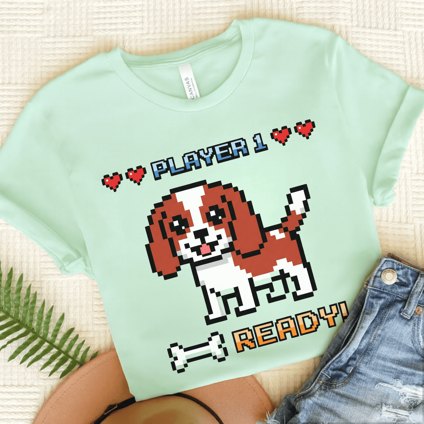 Personalized Cavalier Player One Ready Unisex TShirt Heather Mint
