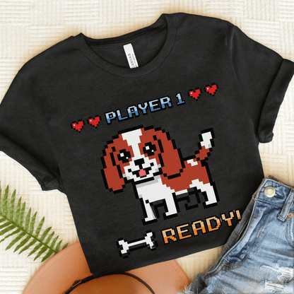 Personalized Cavalier Player One Ready Unisex TShirt Dark Grey Heather