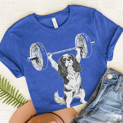 Personalized Cavalier Pumping Iron Unisex TShirt Heather True Royal
