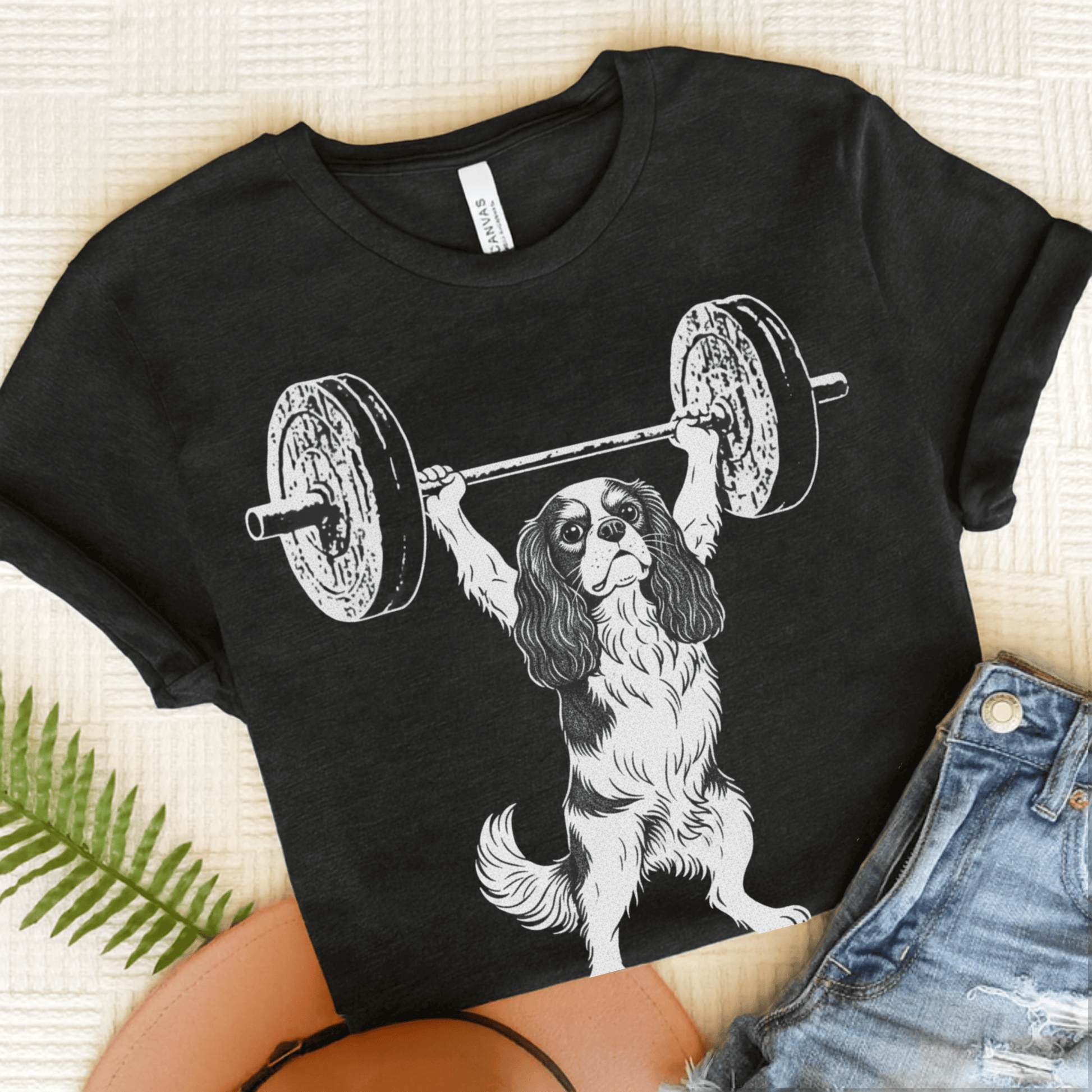 Personalized Cavalier Pumping Iron Unisex TShirt Dark Grey