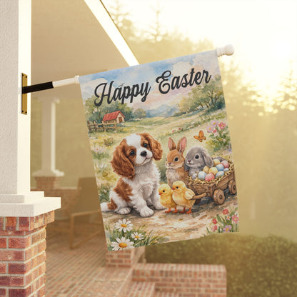 Personalized Cavalier Puppy Welcome Yard Flag