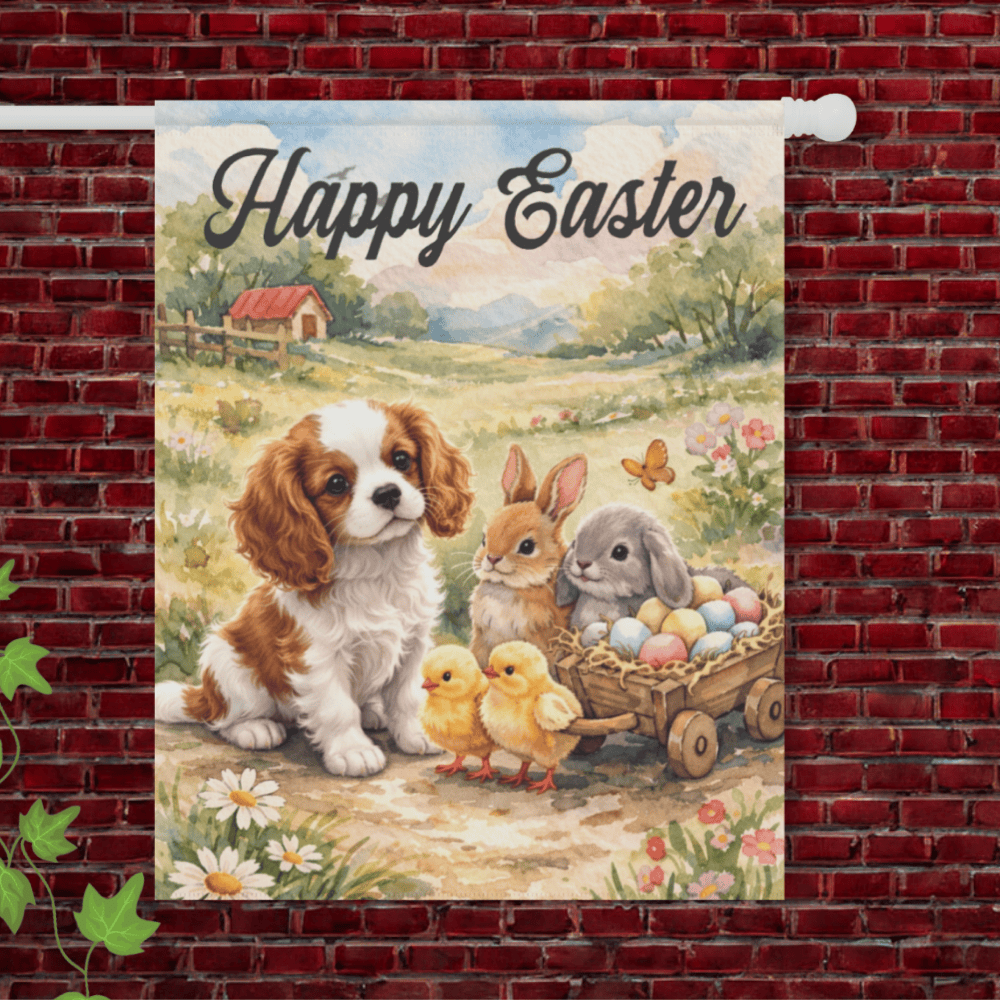 Personalized Cavalier Puppy Welcome Yard Flag 24.5'' × 32''
