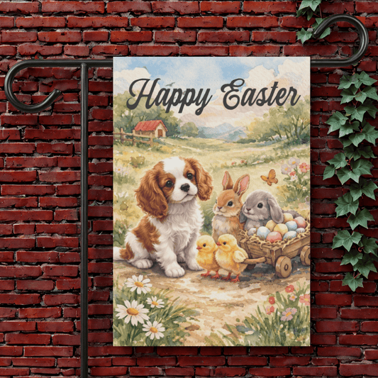Personalized Cavalier Puppy Welcome Yard Flag 12'' × 18''