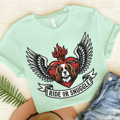 Personalized Cavalier Motorcycle Unisex TShirt Heather Mint