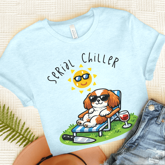 Personalized Cavalier Serial Chiller Unisex TShirt Heather Ice Blue