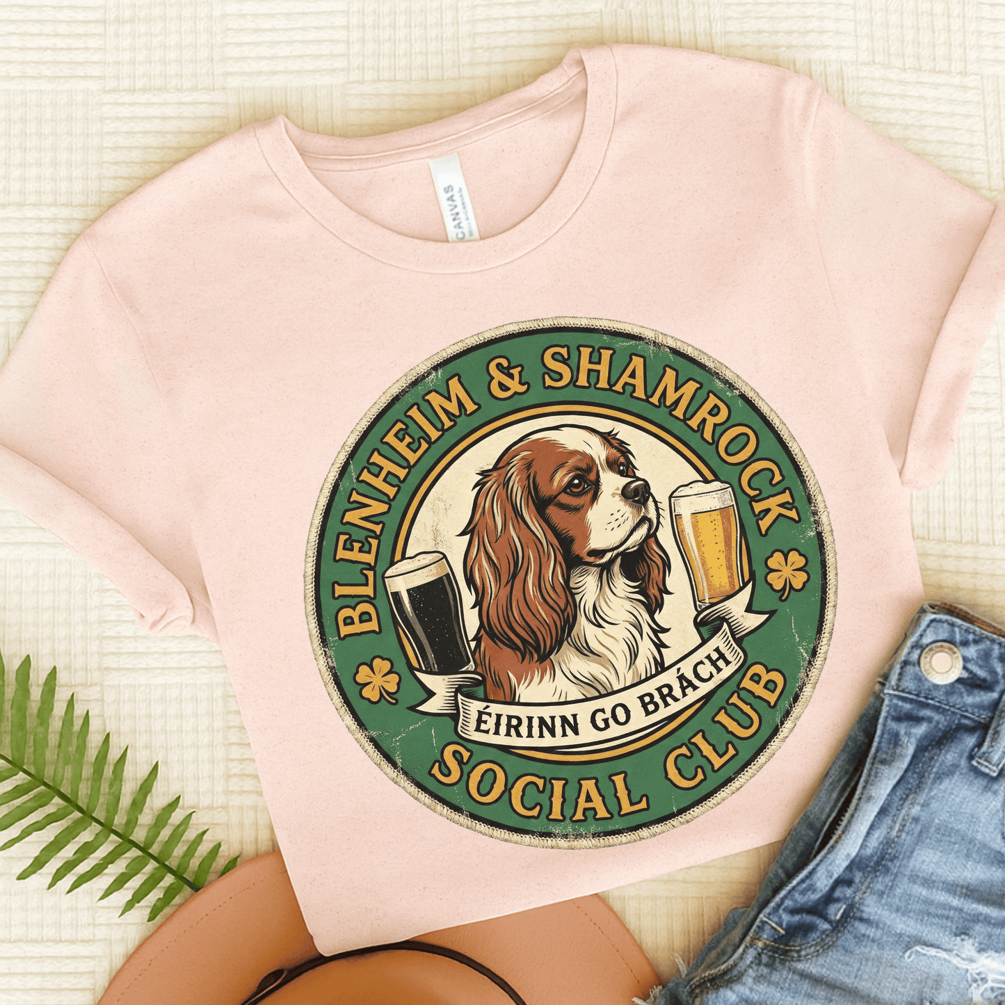 Personalized Cavalier Shamrock Unisex TShirt Soft Pink