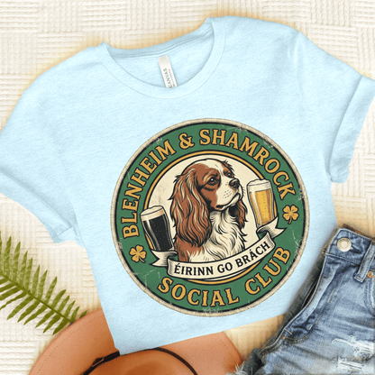 Personalized Cavalier Shamrock Unisex TShirt Heather Ice Blue