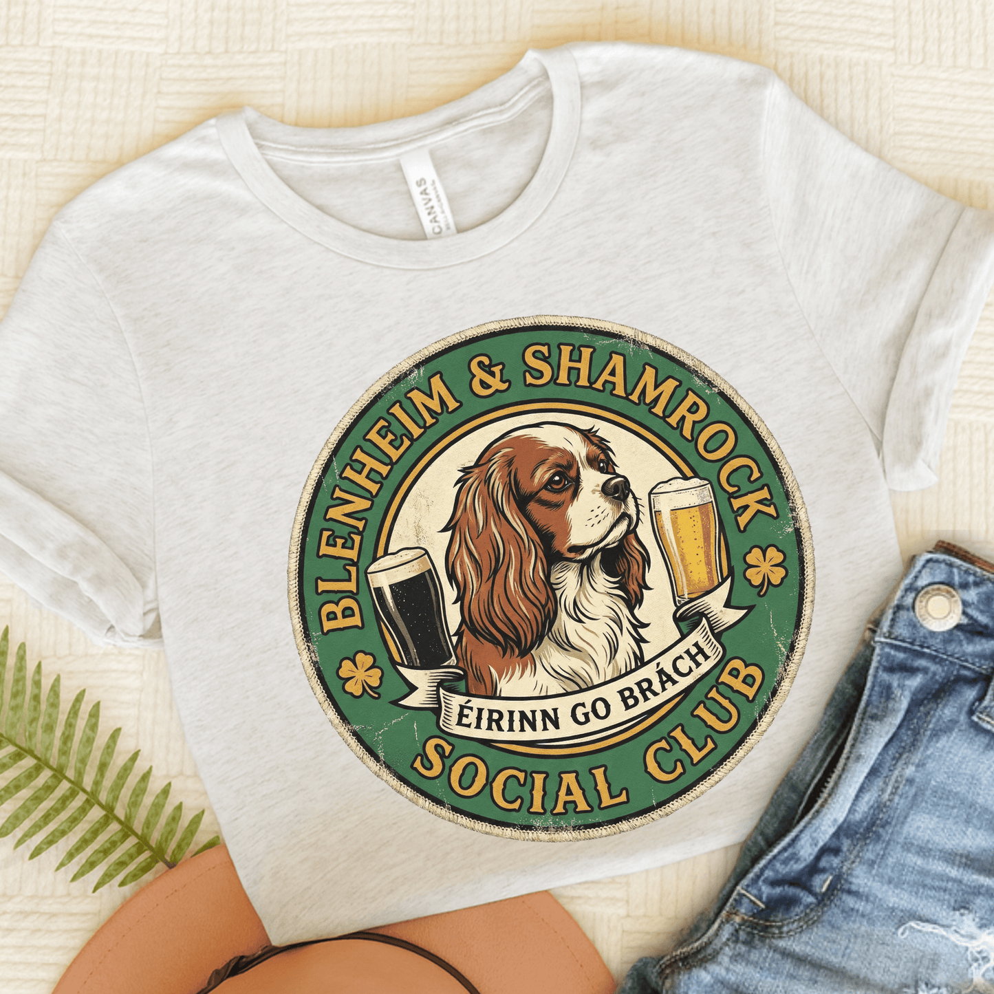 Personalized Cavalier Shamrock Unisex TShirt Ash