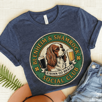 Personalized Cavalier Shamrock Unisex TShirt Heather Navy