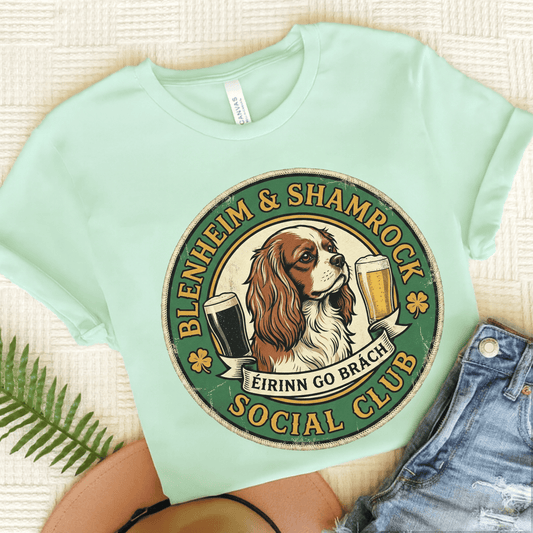 Personalized Cavalier Shamrock Unisex TShirt Heather Mint