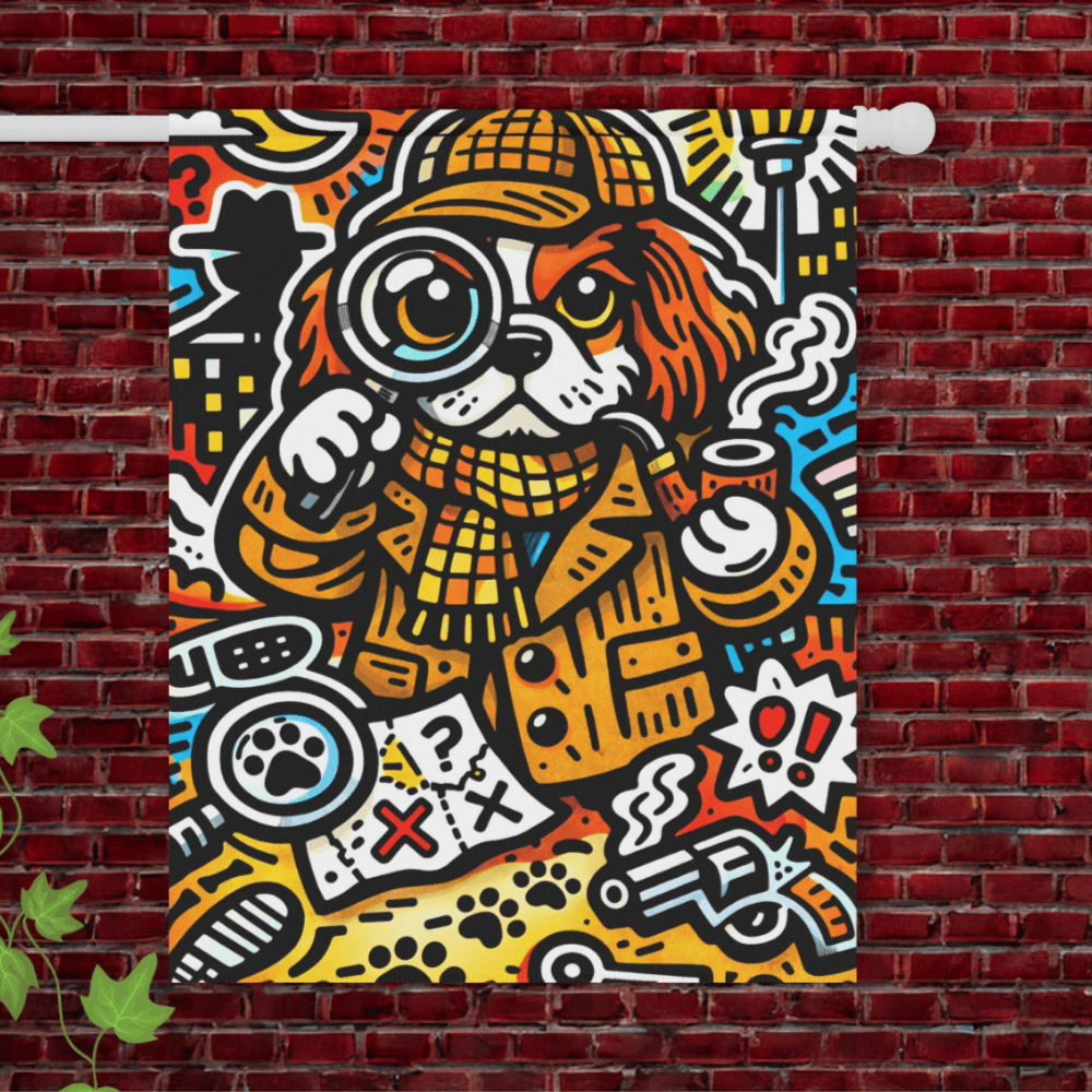 Blenheim Cavalier Sherlock Books Garden Flag 24.5'' × 32''