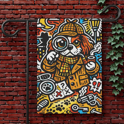 Blenheim Cavalier Sherlock Books Garden Flag 12'' × 18''