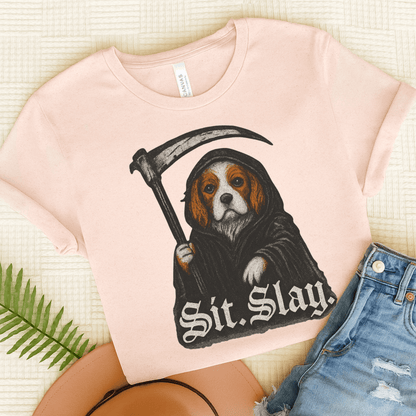 Blenheim Cavalier Sit. Slay. TShirt Soft Pink