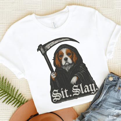 Blenheim Cavalier Sit. Slay. TShirt White