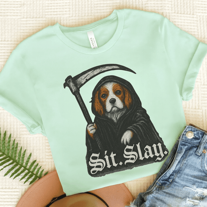 Blenheim Cavalier Sit. Slay. TShirt Heather Mint