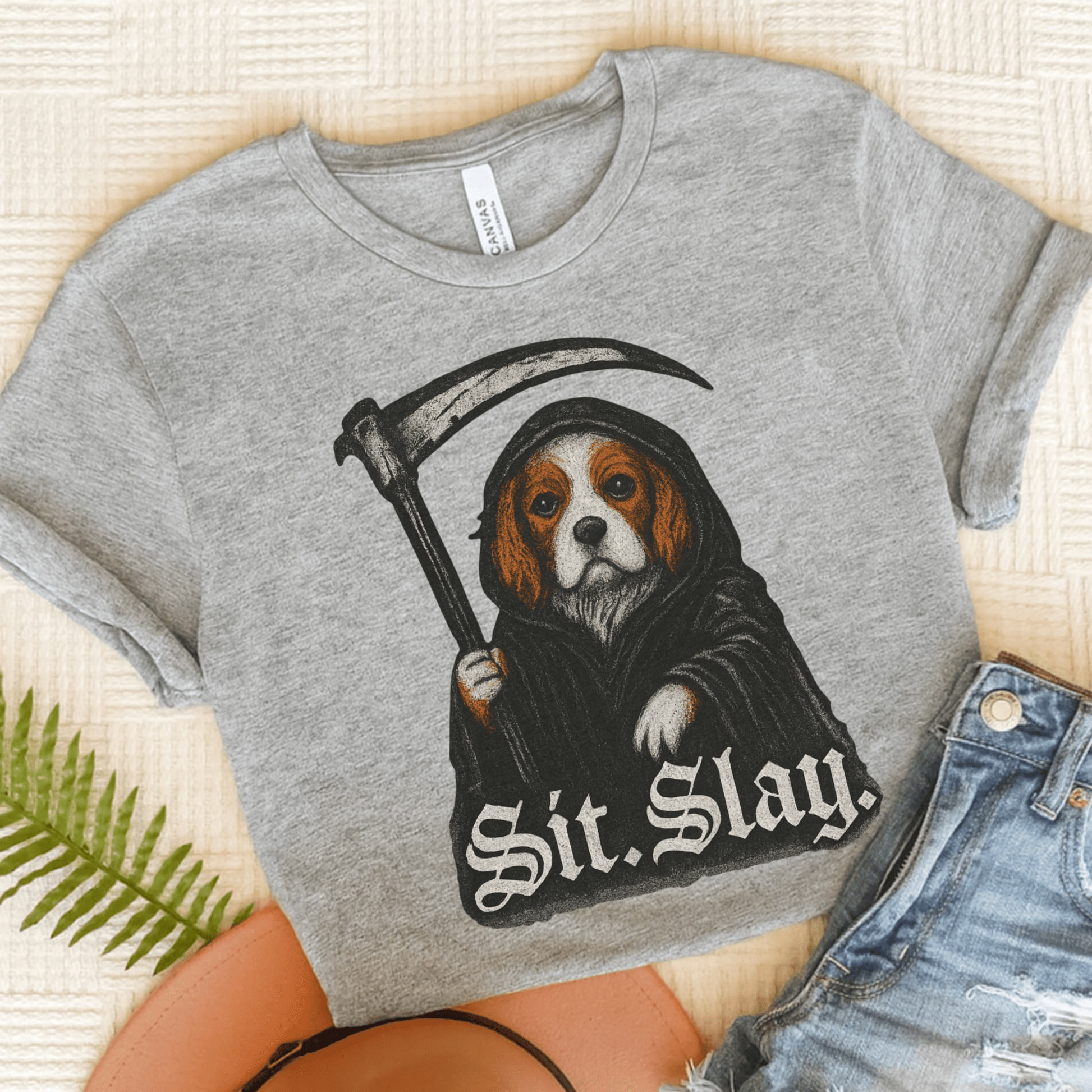Blenheim Cavalier Sit. Slay. TShirt Athletic Heather