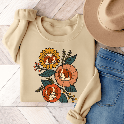Blenheim Cavalier Sleeping Flowers Sweatshirt Sand