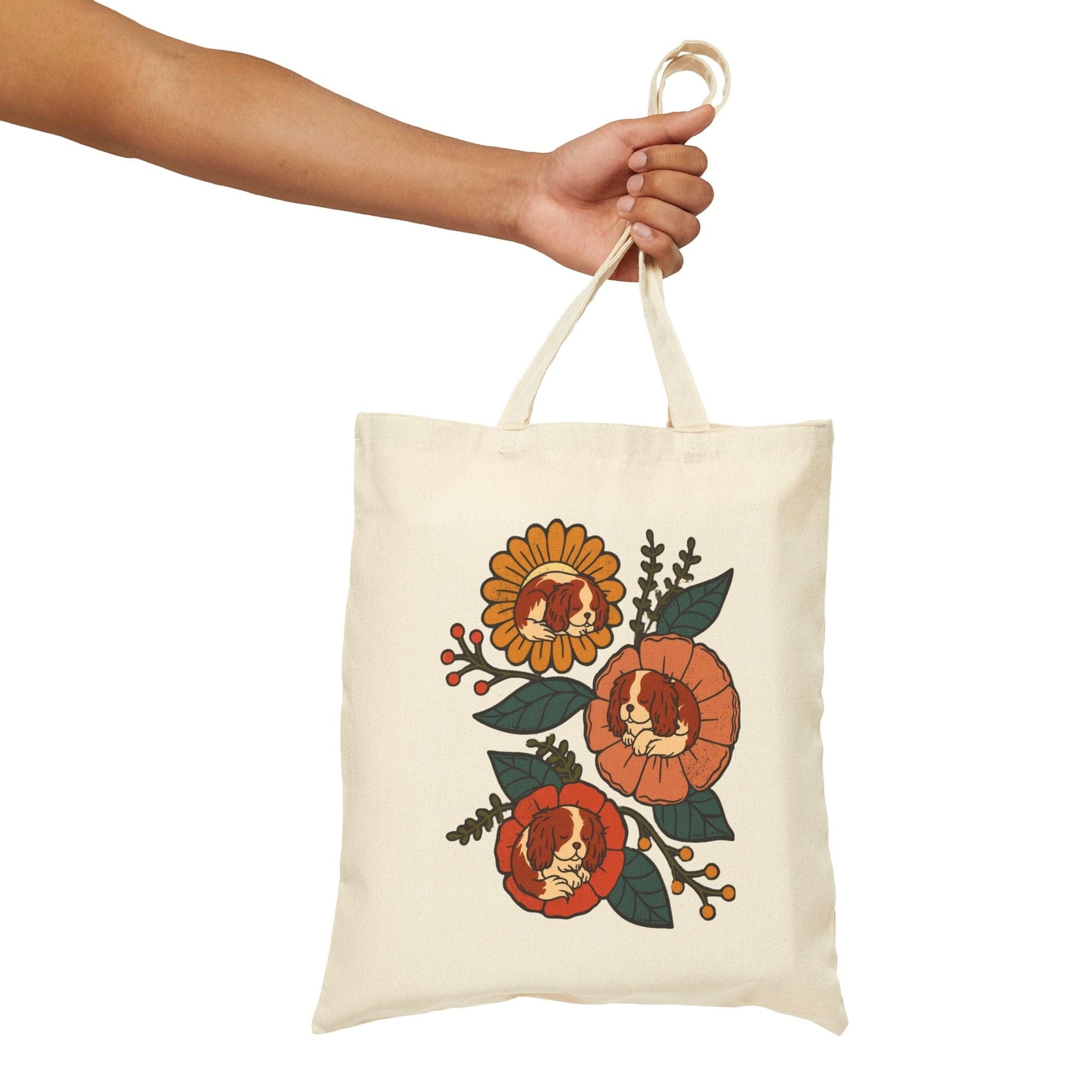 Blenheim Cavalier Sleeping Flowers Tote Bag
