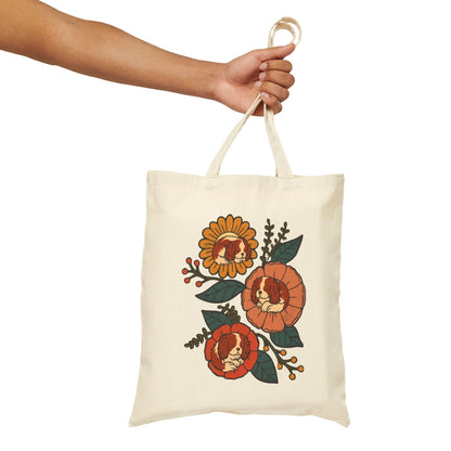 Blenheim Cavalier Sleeping Flowers Tote Bag