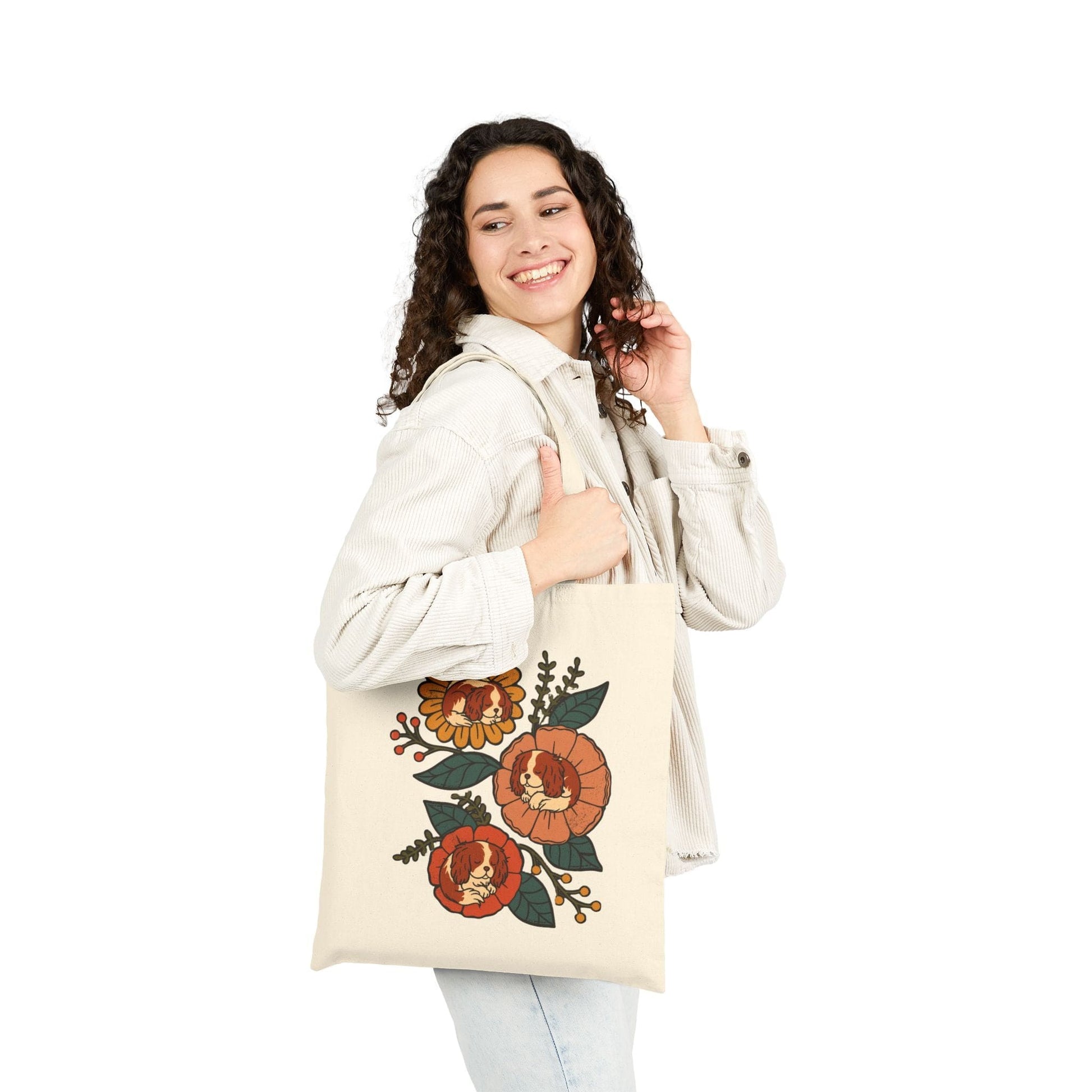Blenheim Cavalier Sleeping Flowers Tote Bag