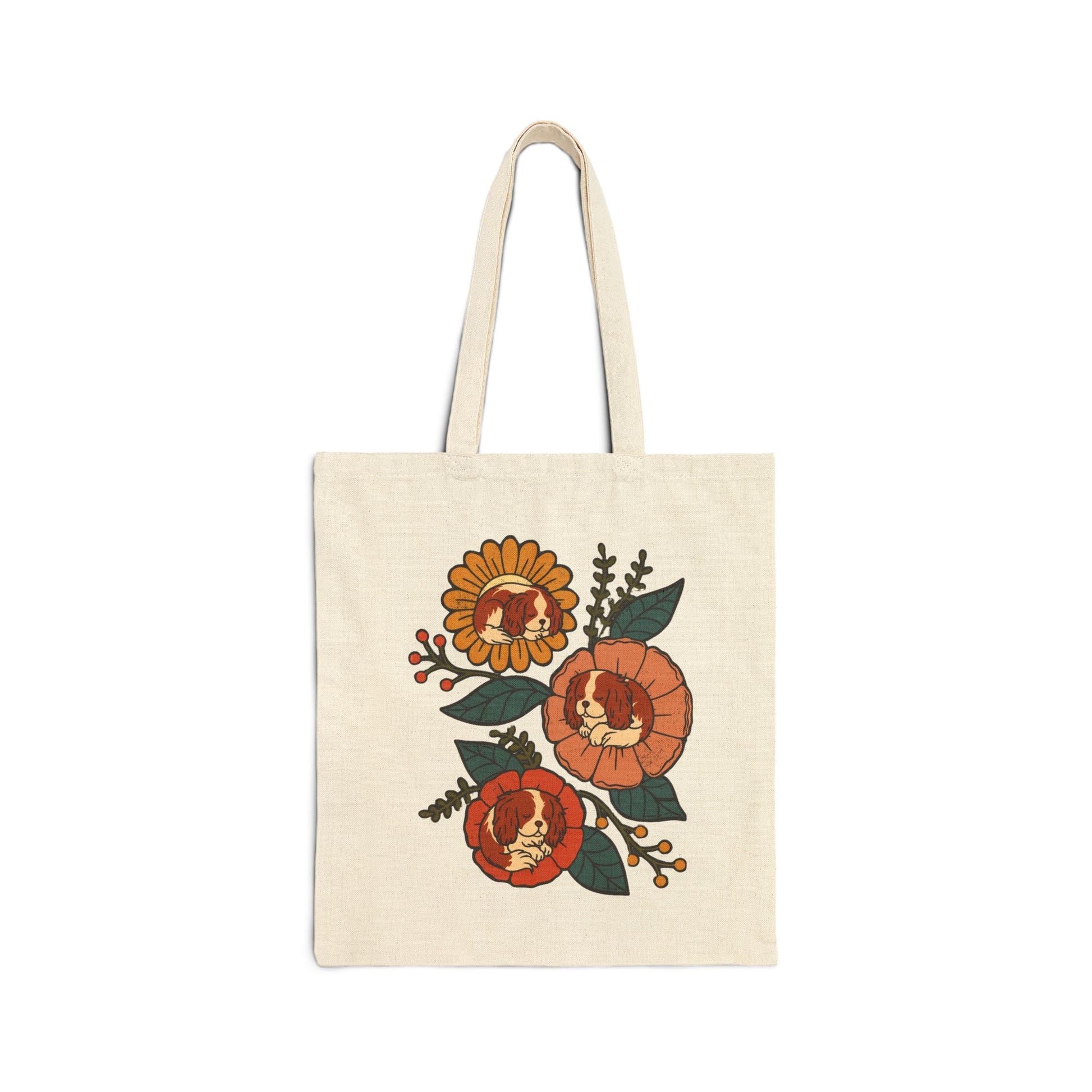Blenheim Cavalier Sleeping Flowers Tote Bag