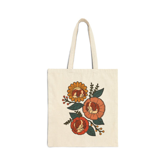 Blenheim Cavalier Sleeping Flowers Tote Bag