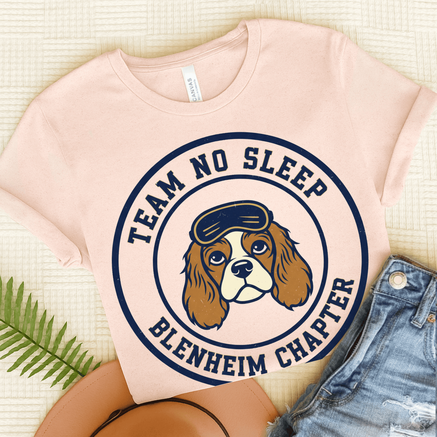 Personalized Cavalier Sleeping Unisex Tshirt Soft Pink