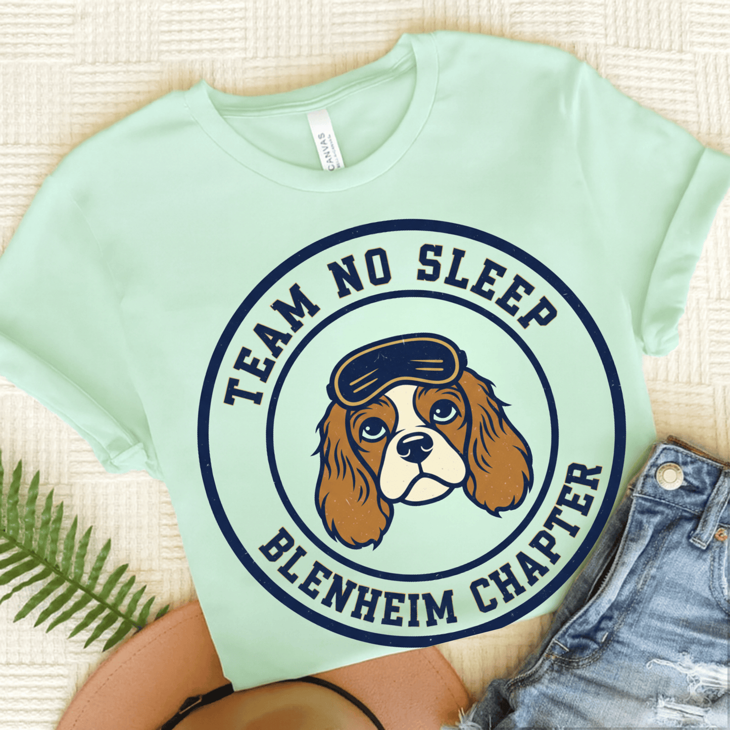 Personalized Cavalier Sleeping Unisex Tshirt Heather Mint