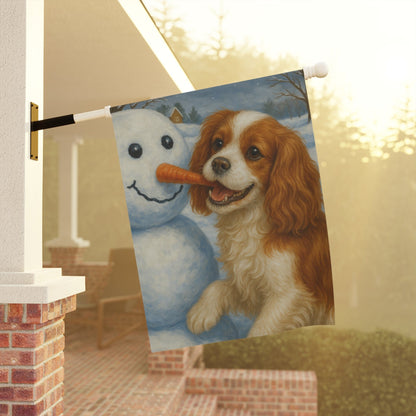 Blenheim Cavalier Snowman Garden Flag
