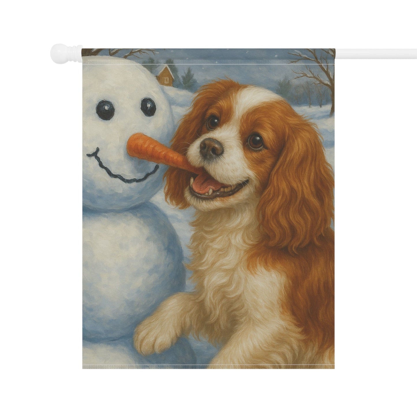 Blenheim Cavalier Snowman Garden Flag