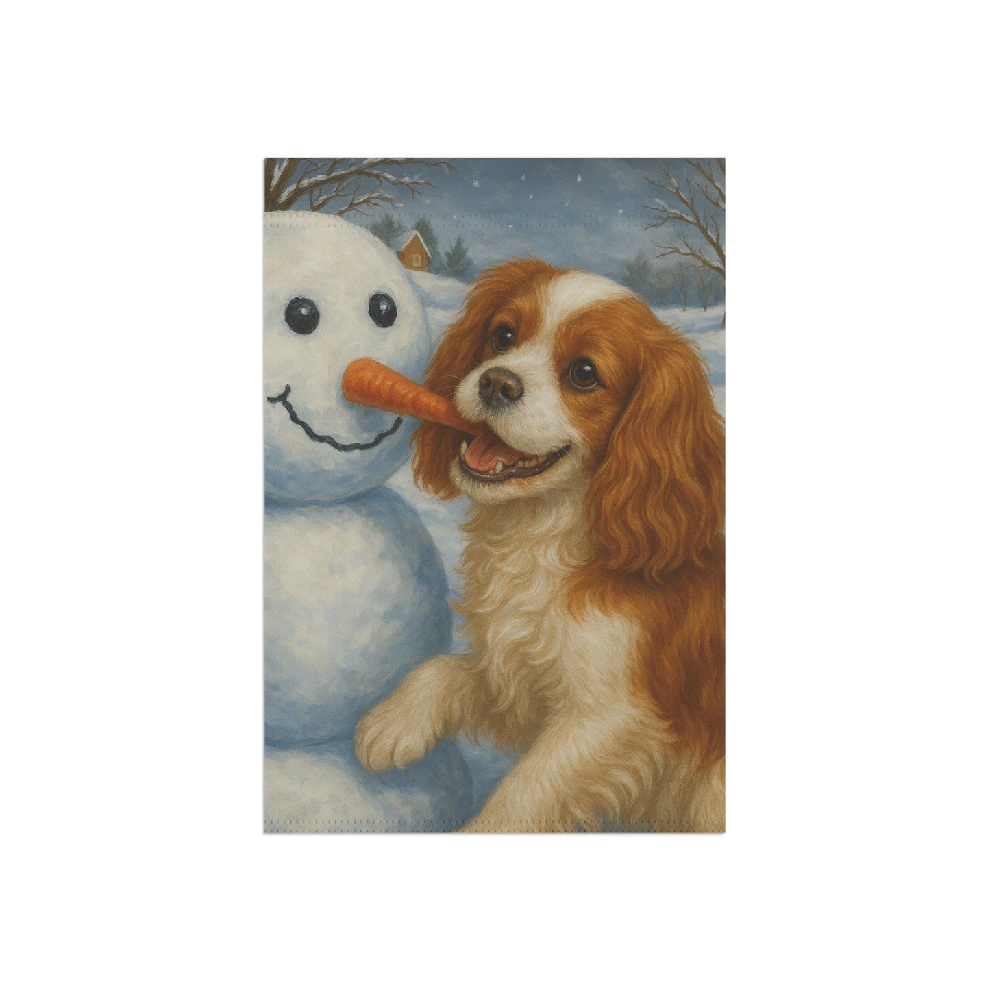 Blenheim Cavalier Snowman Garden Flag